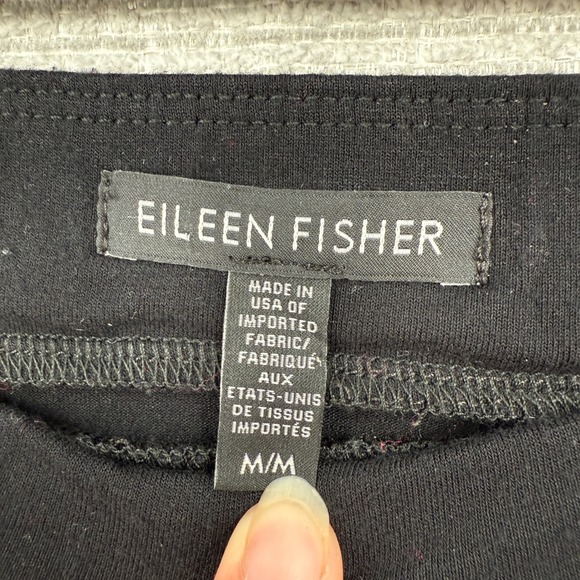 Eileen‎ Fisher Black Skirt A-Line Knit Jersey Lace Hem Detail Sz M Whimsigoth - Picture 3 of 9